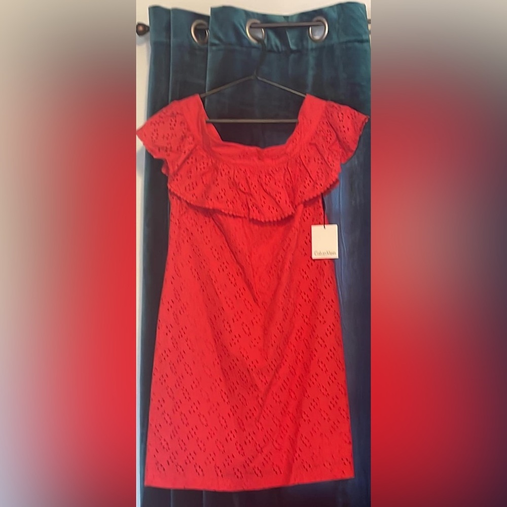 Calvin Klein off the shoulder dress.